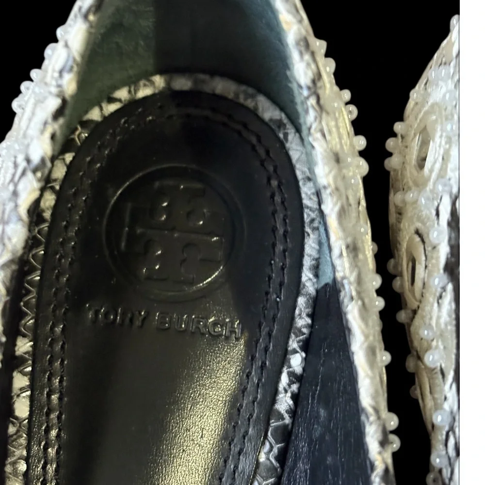 Tory Burch Yasmin Embroidered Mirror Pointed Toe Ballet Flats size 7